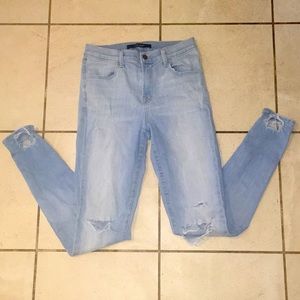 J Brand distressed skinny high rise blue jeans